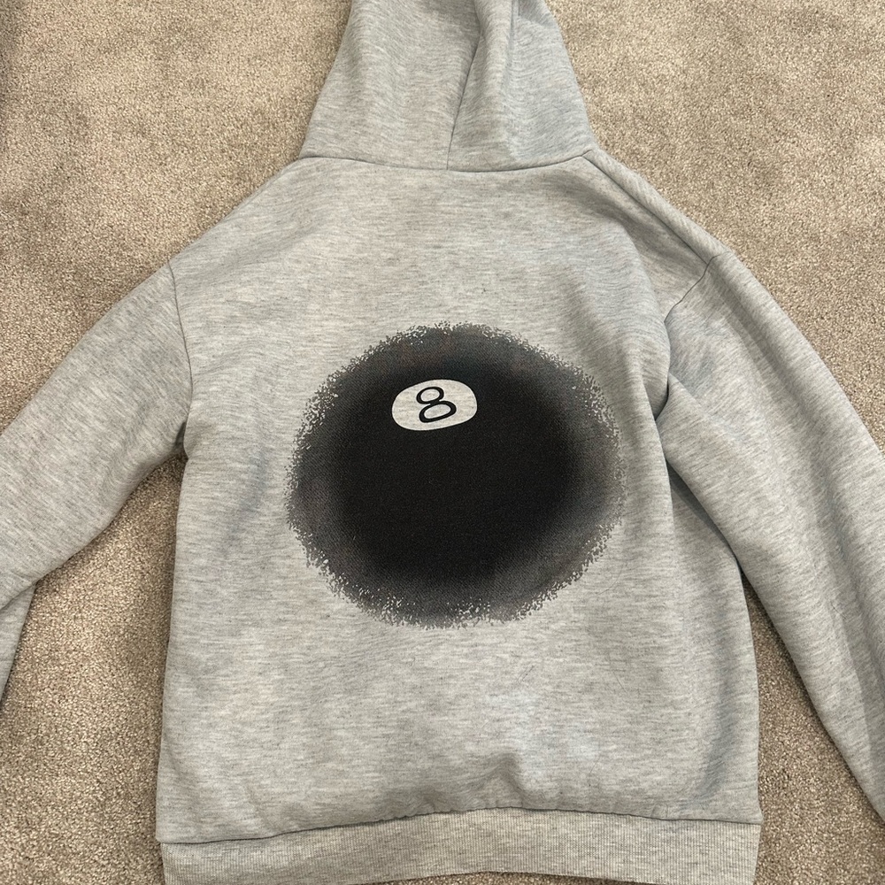 SHEIN Light Gray 8 Ball Hoodie
